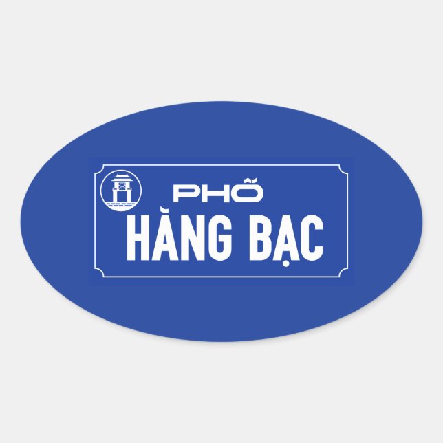 Adesivo Oval Hang Bac Street, Street Sign, Vietnã (Frente)