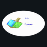 Adesivo Oval Hanukkah Dreidel Gift Stickers<br><div class="desc">Estes autocolantes são a forma perfeita de dizer a todos que este presente é seu! Separe seu presente na exibição de Hanukkah este ano.</div>