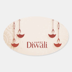Adesivo Oval Happy Diwali   