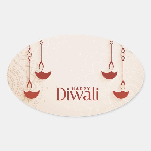 Adesivo Oval Happy Diwali (Frente)