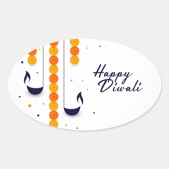 Adesivo Oval Happy Diwali (Frente)