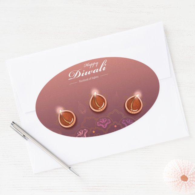 Adesivo Oval Happy Diwali Oval Sticker (Envelope)