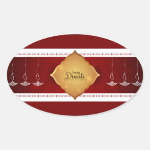Adesivo Oval Happy     DiwaliOval Sticker