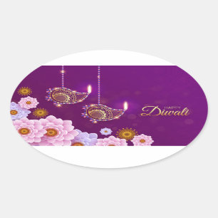 Adesivo Oval Happy     DiwaliOval Sticker