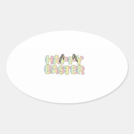 Adesivo Oval Happy Easter Stickers