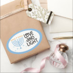 Adesivo Oval Happy Hanukkah Stickers<br><div class="desc">Design de Hanukkah.</div>