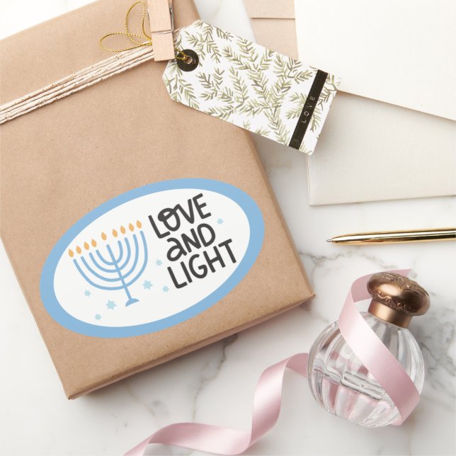Adesivo Oval Happy Hanukkah Stickers (Presentear)