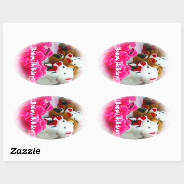 Adesivo Oval Happy Holidays (Folha)