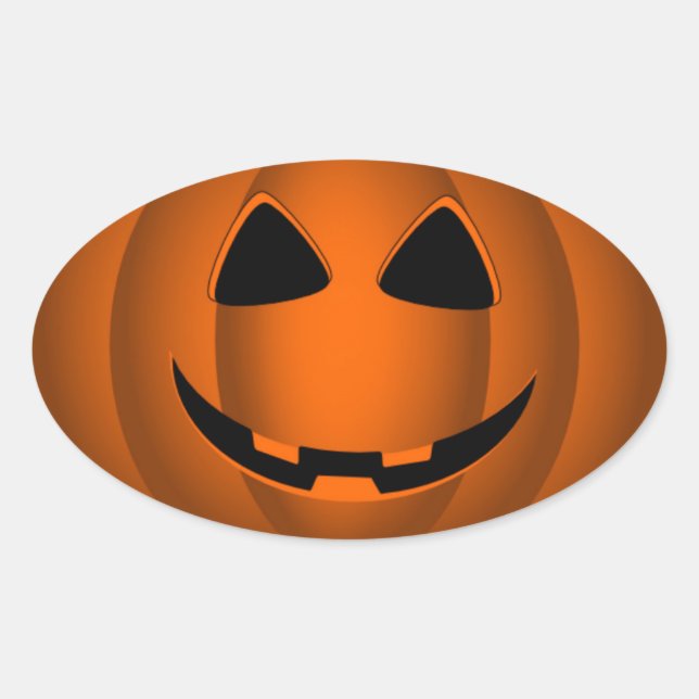 Adesivo Oval Happy Jack o' Lanterna Halloween Sticker (Frente)