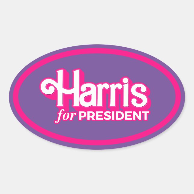 Adesivo Oval Harris para o Presidente Pink Style (Frente)