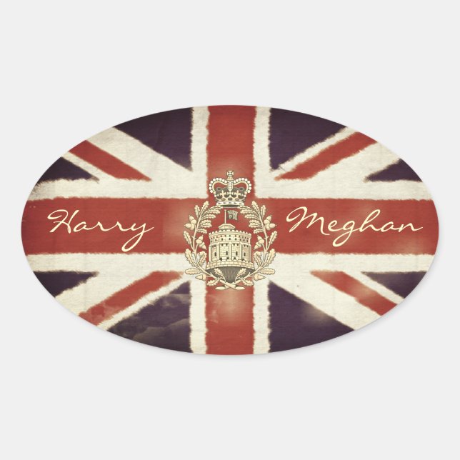 Adesivo Oval Harry e Meghan Royal Wedding Oval Sticker (Frente)