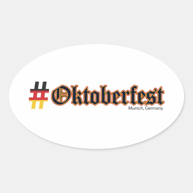Adesivo Oval Hashtag Oktoberfest (Frente)