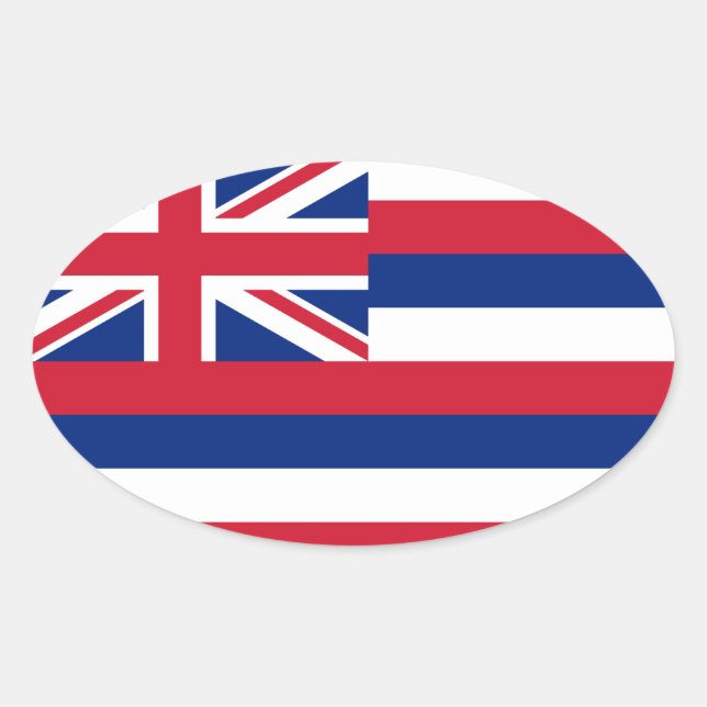 Adesivo Oval Hawaii* Flag Euro-style Oval (Frente)