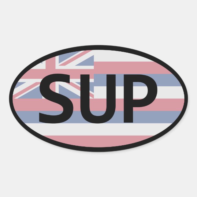 Adesivo Oval Hawaii Flag Standup Paddling (Frente)