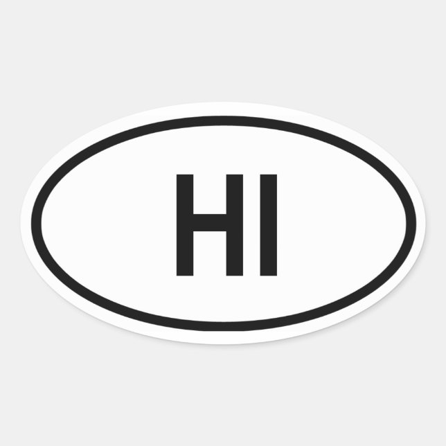 Adesivo Oval Hawaii "HI" (Frente)