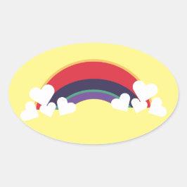 Adesivo Oval ♥ Heart colored bunt Rainbow Color Regenbogen
