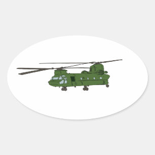 Adesivo Oval Helicóptero verde das forças armadas de CH-47