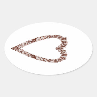 Adesivo Oval Henna Heart Design