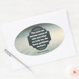 Adesivo Oval Henry David Thoreau Citação Inspiracional "Conscie