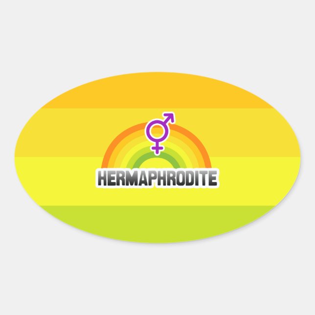 ADESIVO OVAL HERMAPHRODITE RAINBOW (Frente)