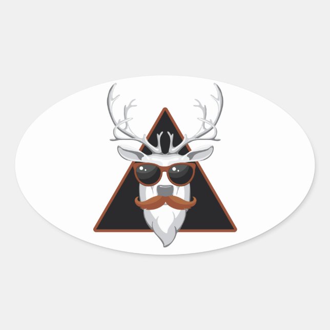 Adesivo Oval Hipster Antler Art (Frente)