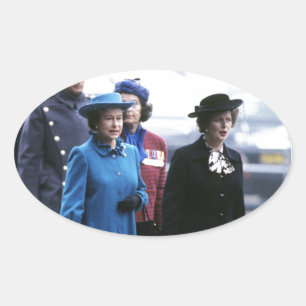 Adesivo Oval HM Queen Elizabeth II-Margaret Thatcher