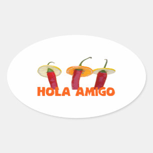 Adesivo Oval Hola Amigo