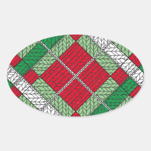 Adesivo Oval HOLIDAY ARGYLE KNIT Oval Stickers