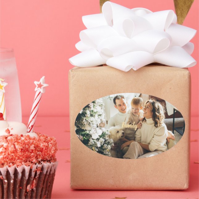 Adesivo Oval Holiday Spirit Family Photo Sticker (Festa)