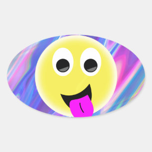 Adesivo Oval holograma de emoji