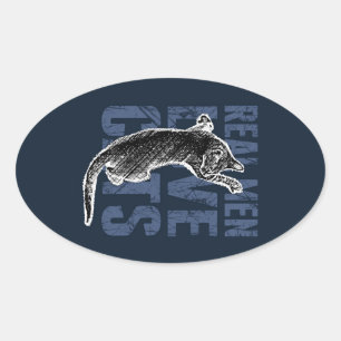 Adesivo Oval Homens reais adoram gatos em aço azul