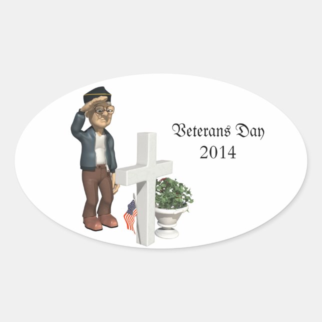 Adesivo Oval Honrando nossos Veteranos - (Frente)