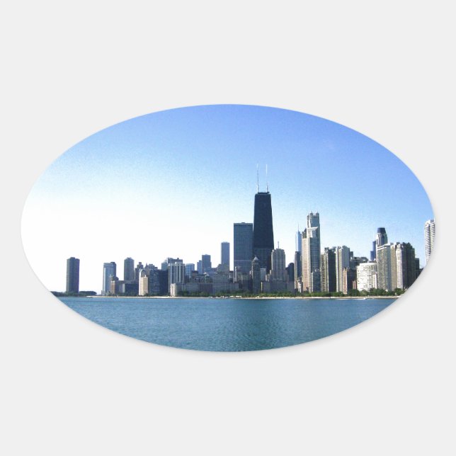 Adesivo Oval Horizonte de Chicago (Frente)