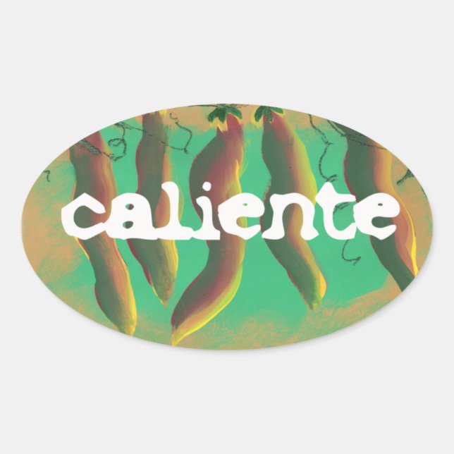 Adesivo Oval Hot Caliente Jalapeno Peppers (Frente)