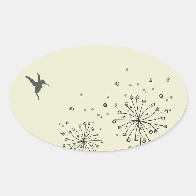 Adesivo Oval Hummingbird e Dandelion (Frente)