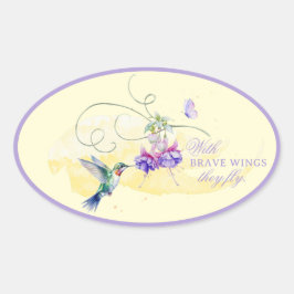 Adesivo Oval Hummingbird Inspiron e borboleta