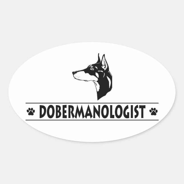 Adesivo Oval Humorous Doberman Pinscher (Frente)