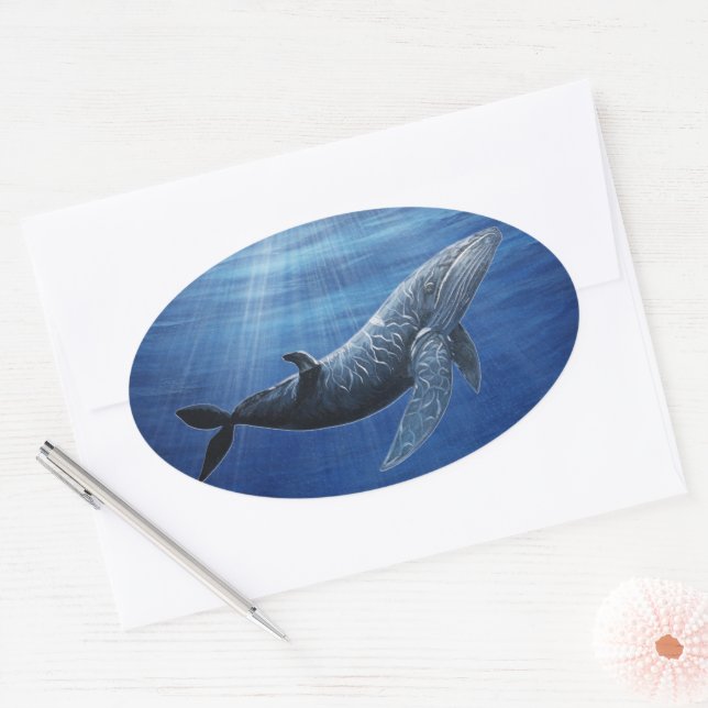 Adesivo Oval Humpback Whale Ocean Sticker (Envelope)