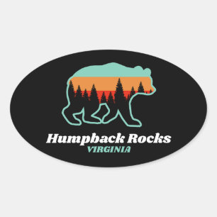 Adesivo Oval Humpbacks Rocks Virginia VA Bear Retro Gift