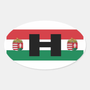 Adesivo Oval Hungria Flag Oval
