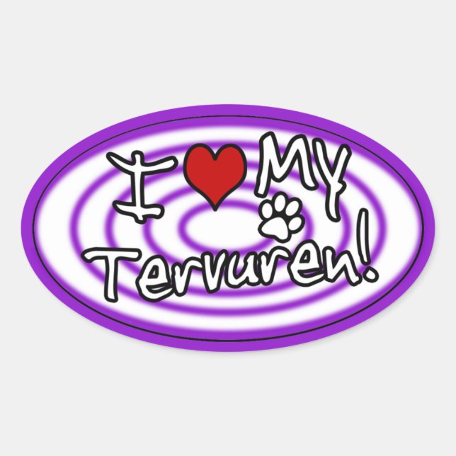 Adesivo Oval Hypno Purple Eu Amo meu Tervuren (Frente)