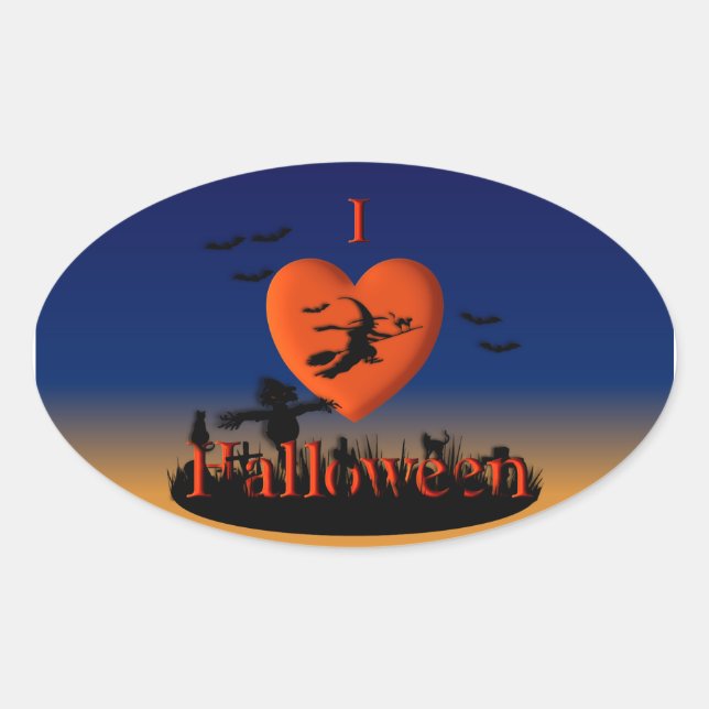 Adesivo Oval I Heart Halloween - New Twist (Frente)