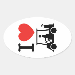 Adesivo Oval I Heart (Love) Golf Cart