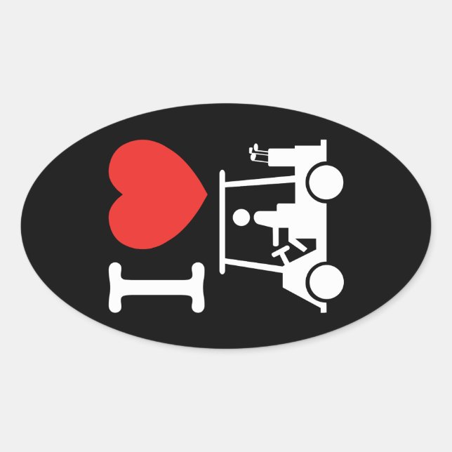 Adesivo Oval I Heart (Love) Golf Cart (Frente)