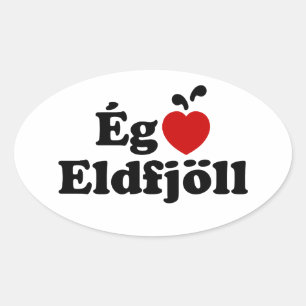 Adesivo Oval I Heart (Love) Volcanoes [Ég Elska Eldfjöll]