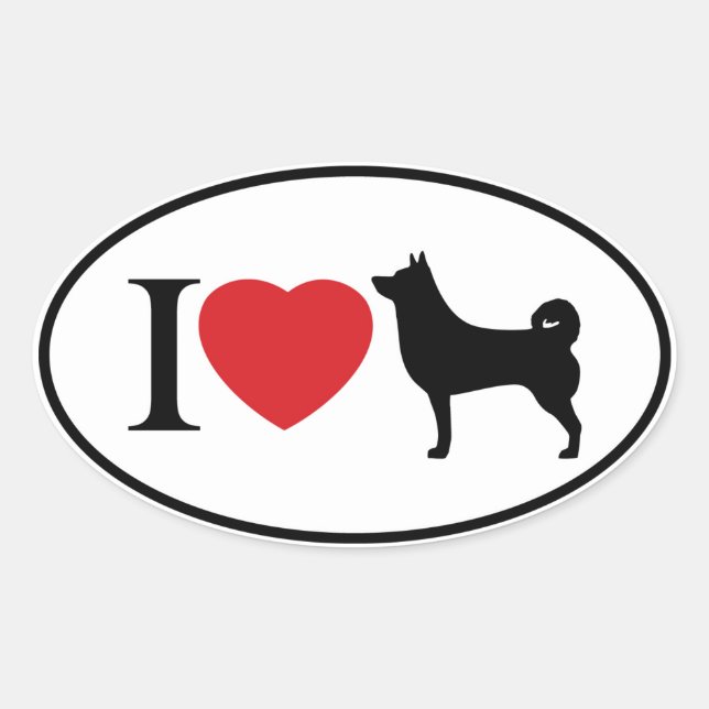 Adesivo Oval I Heart Shiba Inu - Vinheta Oval (Frente)