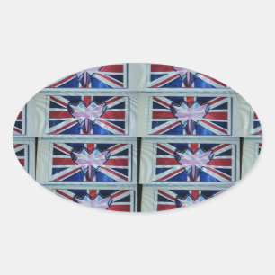 Adesivo Oval I Love England Art Impressão