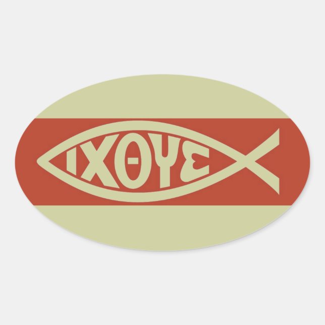 Adesivo Oval Ichthys (Símbolo de Peixe Cristão) (Frente)