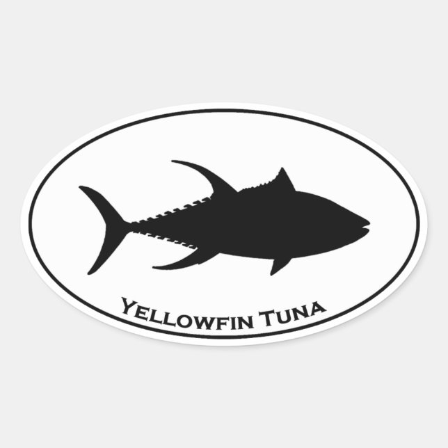 Adesivo Oval Ícone de Atum Yellowfin (Frente)