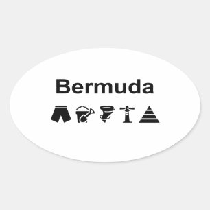 Adesivo Oval Ícones das Bermudas de cor clara monotônica